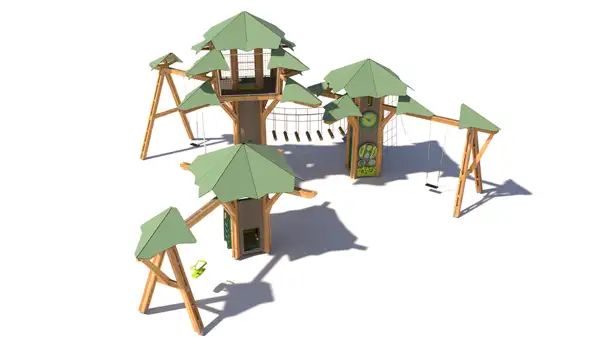 ARBRES CANOPÉES PLAYTREE FOREST SML - avec toboggan, pont de corde et balançoire CANOPY DESIGN